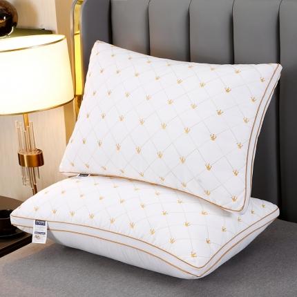 珍贝立体边皇冠刺绣枕芯枕头护颈枕午睡枕直播款白色立体边：48*74cm