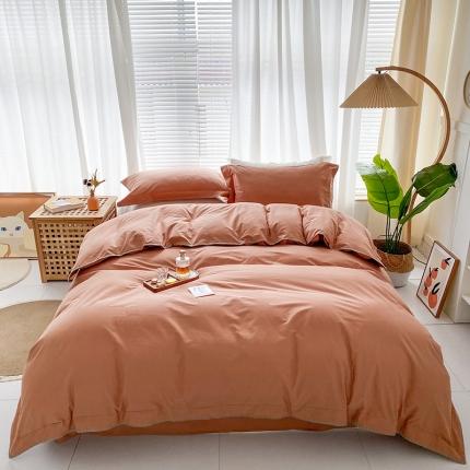 91家纺网 家纺一手货源 找家纺 网客 2024新款全棉水洗棉贝壳绣四件套 南瓜橘