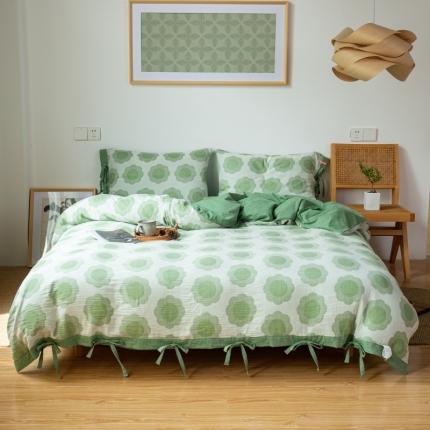 91家纺网 家纺一手货源 找家纺 （总）安莱生活 2022新款双层纱太阳花四件套