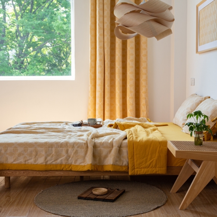 91家纺网 家纺一手货源 找家纺 （总）安莱生活 2023新款双层纱四叶草色织大提花夏被