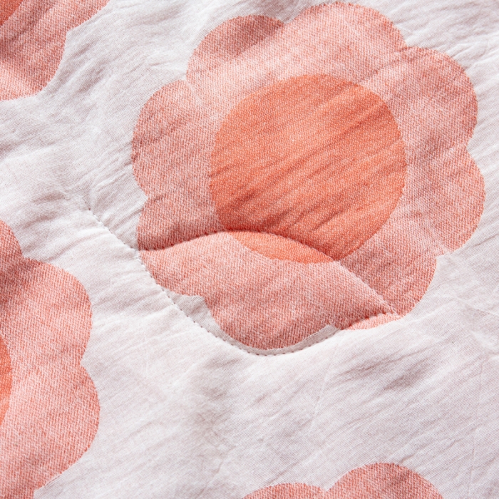 91家纺网 家纺一手货源 找家纺 安莱生活 2022新款双层纱太阳花夏被 太阳花桔红