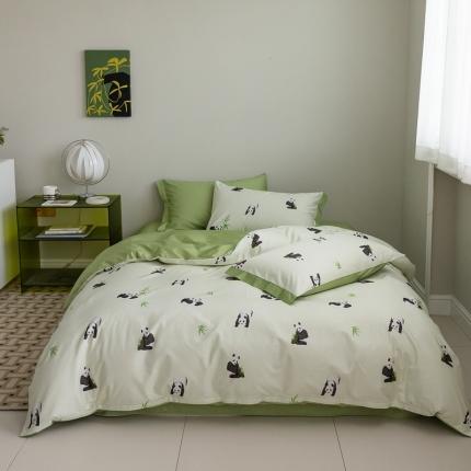 91家纺网 家纺一手货源 找家纺 蕊姿 2023新60支贡缎超柔水洗新疆长绒棉印花四件套 盼达