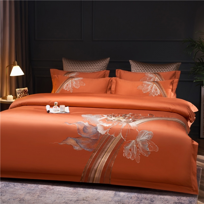 91家纺网 家纺一手货源 找家纺 （总）宏羽纺 2022新款100s刺绣长绒棉四件套-莫妮卡