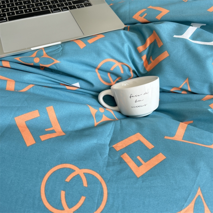 91家纺网 家纺一手货源 找家纺 棉生活 2021新款全棉铂金棉小资系列四件套 大咖秀蓝