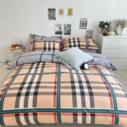 91家纺网 家纺一手货源 找家纺 棉生活 2021新款全棉铂金棉小资系列四件套 经典巴宝利