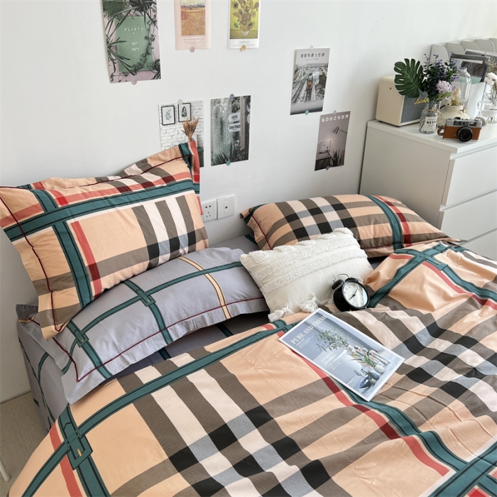 91家纺网 家纺一手货源 找家纺 棉生活 2021新款全棉铂金棉小资系列四件套 经典巴宝利