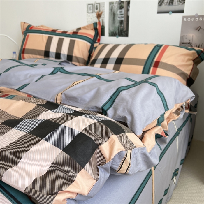 91家纺网 家纺一手货源 找家纺 棉生活 2021新款全棉铂金棉小资系列四件套 经典巴宝利