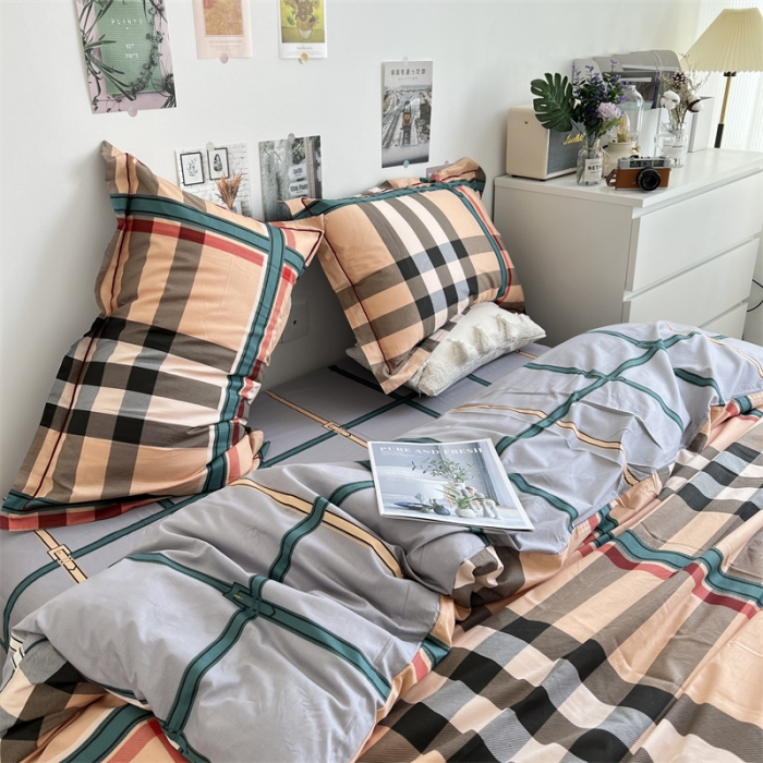 91家纺网 家纺一手货源 找家纺 棉生活 2021新款全棉铂金棉小资系列四件套 经典巴宝利