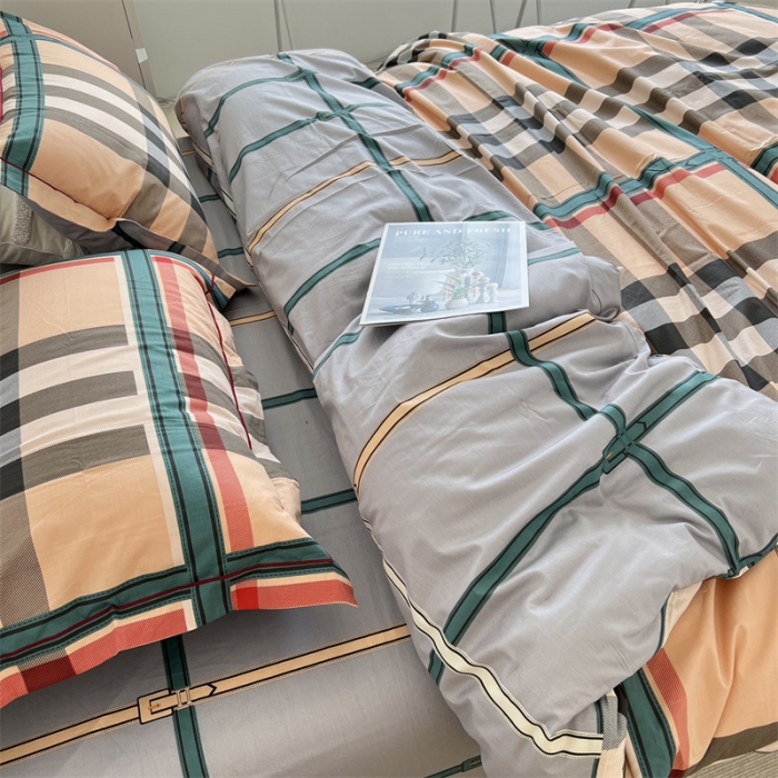 91家纺网 家纺一手货源 找家纺 棉生活 2021新款全棉铂金棉小资系列四件套 经典巴宝利