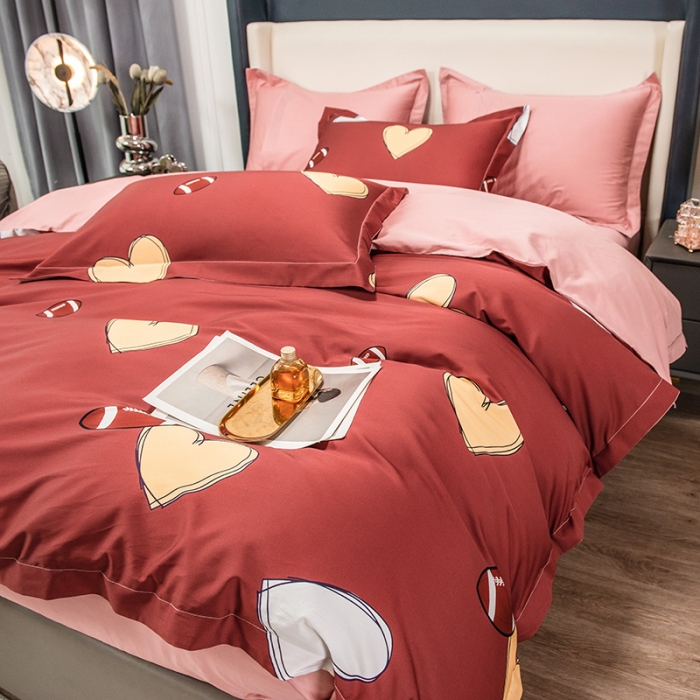 91家纺网 家纺一手货源 找家纺 品乐 2023新100支云锦臻丝高清数码长绒棉四件套 爱心酒