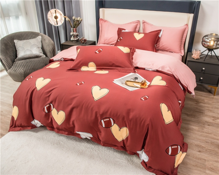 91家纺网 家纺一手货源 找家纺 品乐 2023新100支云锦臻丝高清数码长绒棉四件套 爱心酒