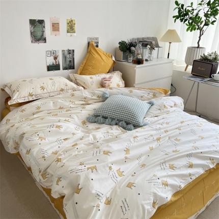 棉生活 2021新款全棉铂金棉小资系列四件套 小皇冠