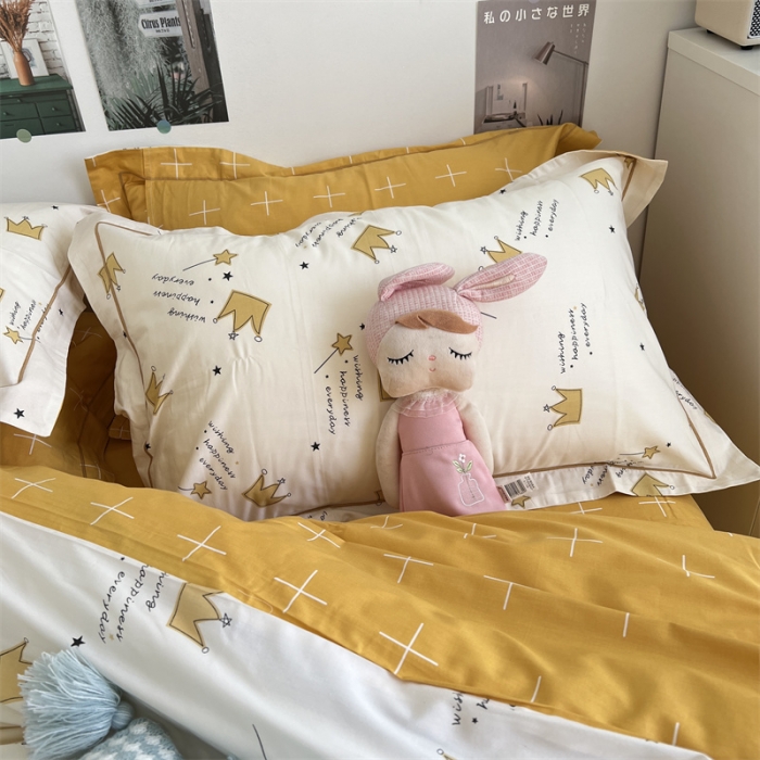 91家纺网 家纺一手货源 找家纺 棉生活 2021新款全棉铂金棉小资系列四件套 小皇冠