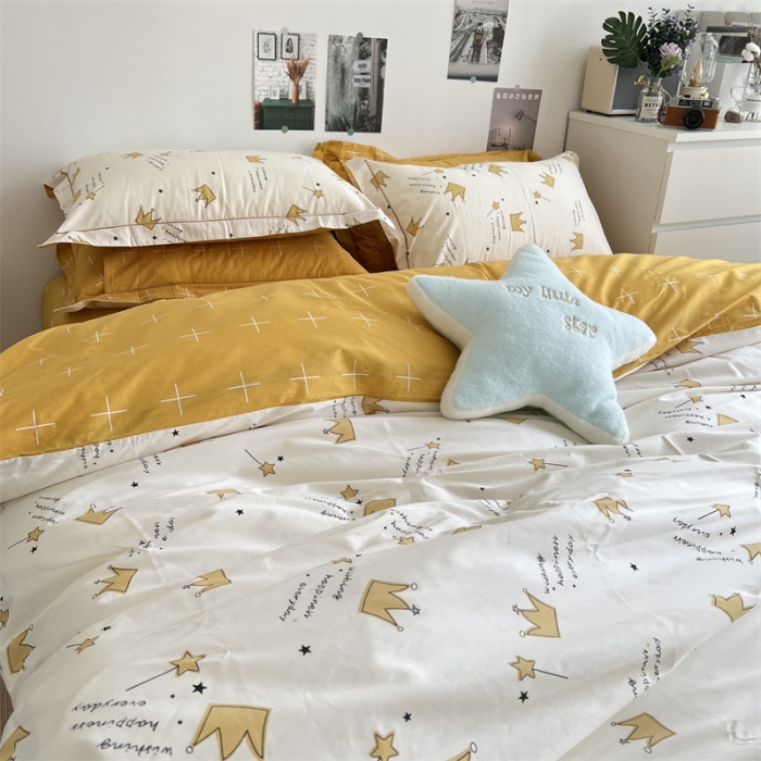 91家纺网 家纺一手货源 找家纺 棉生活 2021新款全棉铂金棉小资系列四件套 小皇冠