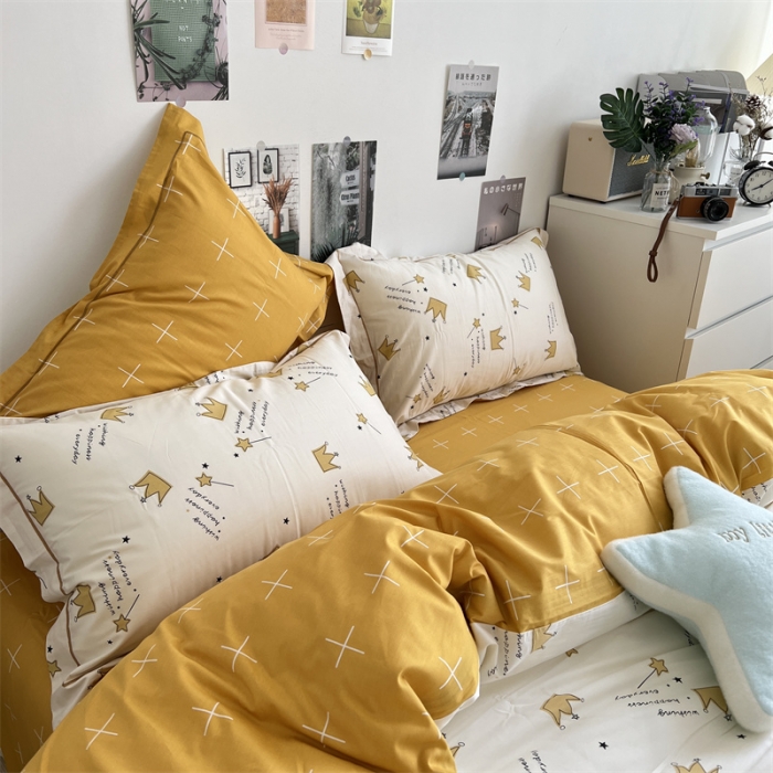 91家纺网 家纺一手货源 找家纺 棉生活 2021新款全棉铂金棉小资系列四件套 小皇冠