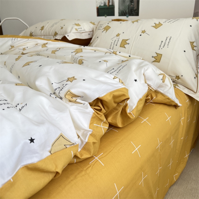 91家纺网 家纺一手货源 找家纺 棉生活 2021新款全棉铂金棉小资系列四件套 小皇冠