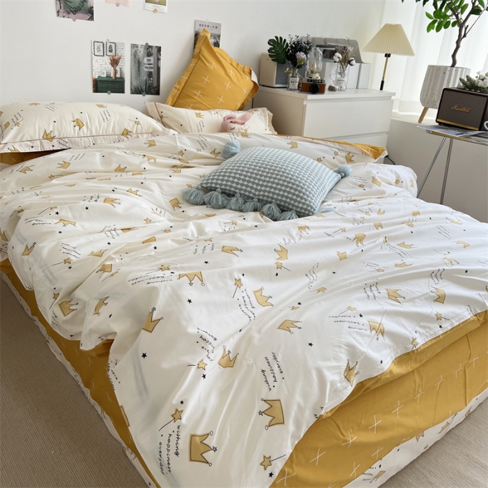 91家纺网 家纺一手货源 找家纺 棉生活 2021新款全棉铂金棉小资系列四件套 小皇冠