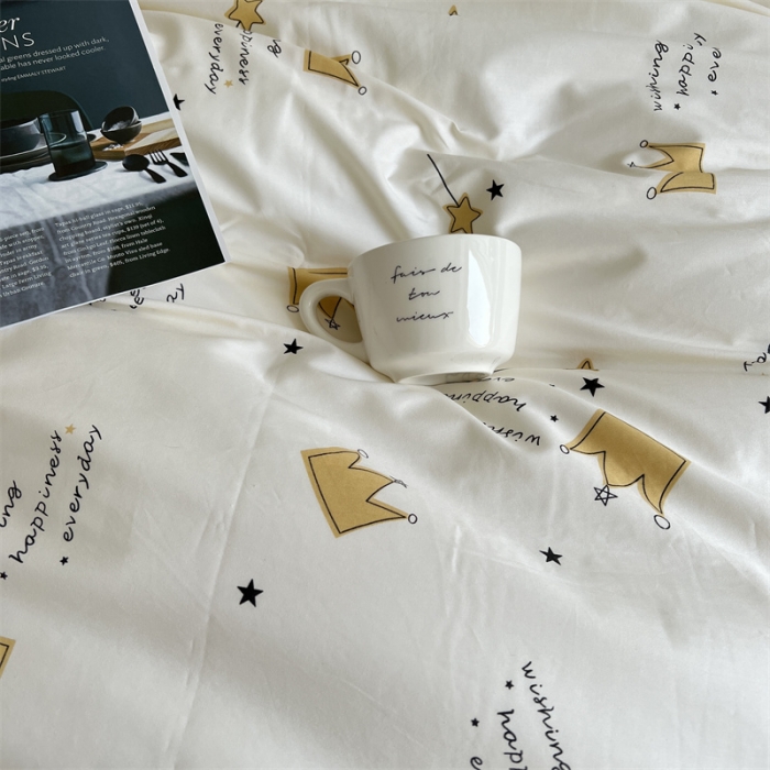 91家纺网 家纺一手货源 找家纺 棉生活 2021新款全棉铂金棉小资系列四件套 小皇冠