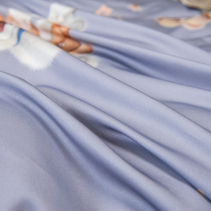 91家纺网 家纺一手货源 找家纺 品乐2023新100支云锦臻丝高清数码长绒棉四件套 可爱熊灰