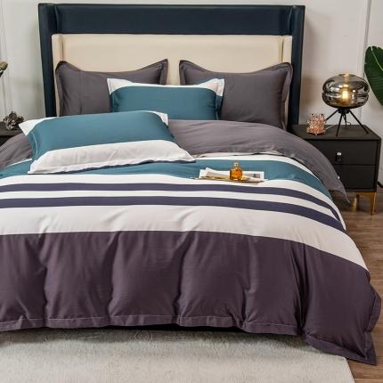 91家纺网 家纺一手货源 找家纺 品乐2023新100支云锦臻丝高清数码长绒棉四件套 唯 一蓝