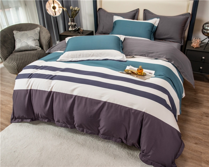 91家纺网 家纺一手货源 找家纺 品乐2023新100支云锦臻丝高清数码长绒棉四件套 唯 一蓝