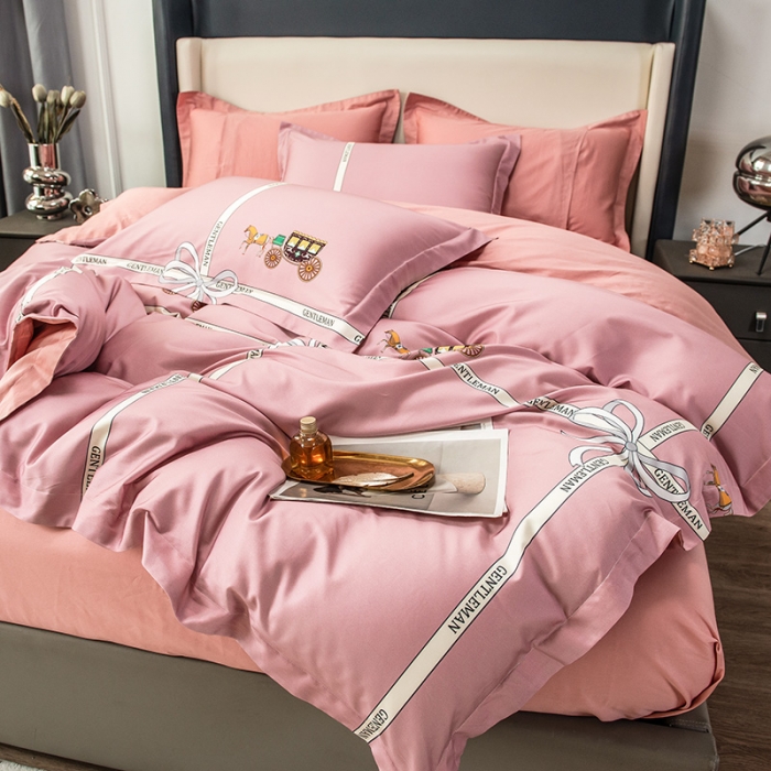 91家纺网 家纺一手货源 找家纺 品乐 2023新100支云锦臻丝高清数码长绒棉四件套 追风粉