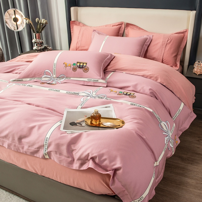 91家纺网 家纺一手货源 找家纺 品乐 2023新100支云锦臻丝高清数码长绒棉四件套 追风粉