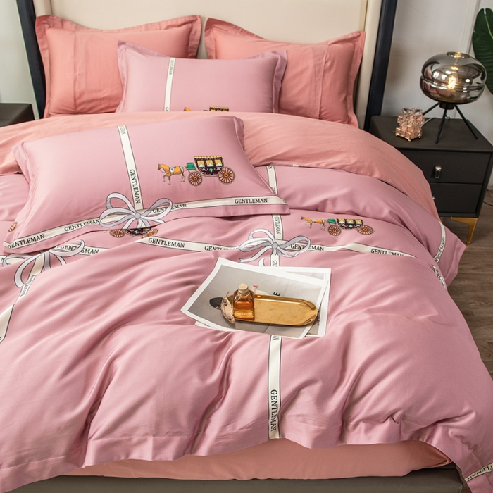 91家纺网 家纺一手货源 找家纺 品乐 2023新100支云锦臻丝高清数码长绒棉四件套 追风粉