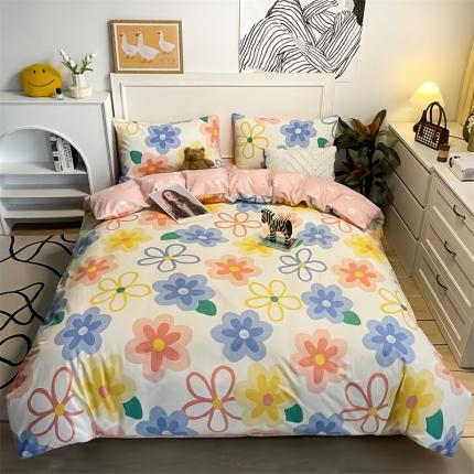 91家纺网 家纺一手货源 找家纺 798家纺 2022新款全棉水洗棉四件套 暗香