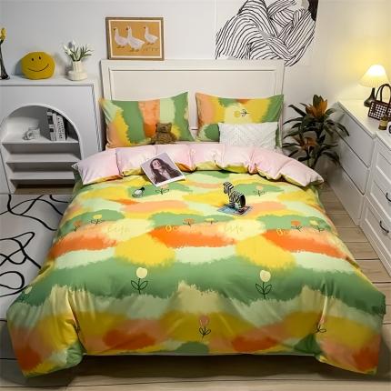 91家纺网 家纺一手货源 找家纺 798家纺 2022新款全棉水洗棉四件套 彩韵