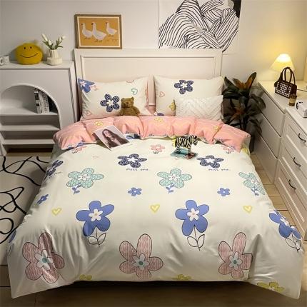 91家纺网 家纺一手货源 找家纺 798家纺 2022新款全棉水洗棉四件套 花甜