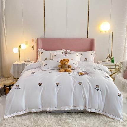 91家纺网 家纺一手货源 找家纺 （总）红嘴企鹅 2025新款水洗真丝可爱熊系列四件套