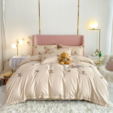 91家纺网 家纺一手货源 找家纺 （总）红嘴企鹅 2025新款水洗真丝可爱熊系列四件套