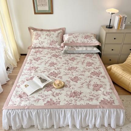 时年 2022新款水洗冰露丝养生席凉席 莫奈-粉