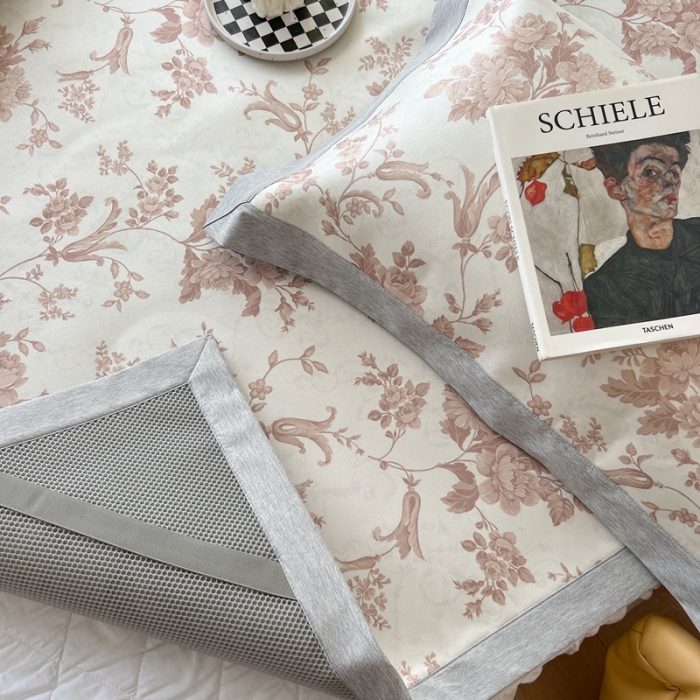 91家纺网 家纺一手货源 找家纺 时年 2022新款水洗冰露丝养生席凉席 莫奈-咖