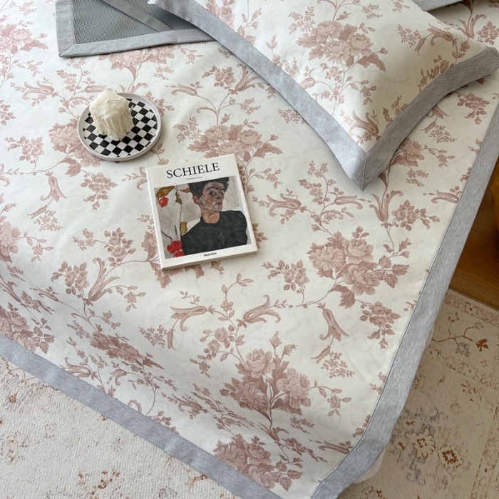 91家纺网 家纺一手货源 找家纺 时年 2022新款水洗冰露丝养生席凉席 莫奈-咖