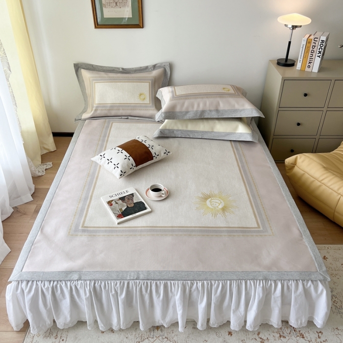 91家纺网 家纺一手货源 找家纺 时年 2022新款水洗冰露丝养生席凉席 小幸运-粉