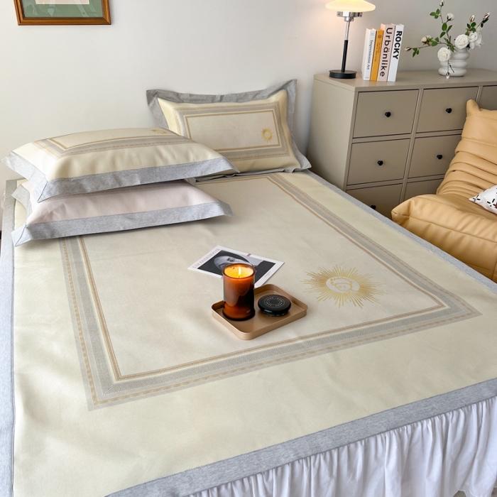 91家纺网 家纺一手货源 找家纺 时年 2022新款水洗冰露丝养生席凉席 小幸运-黄