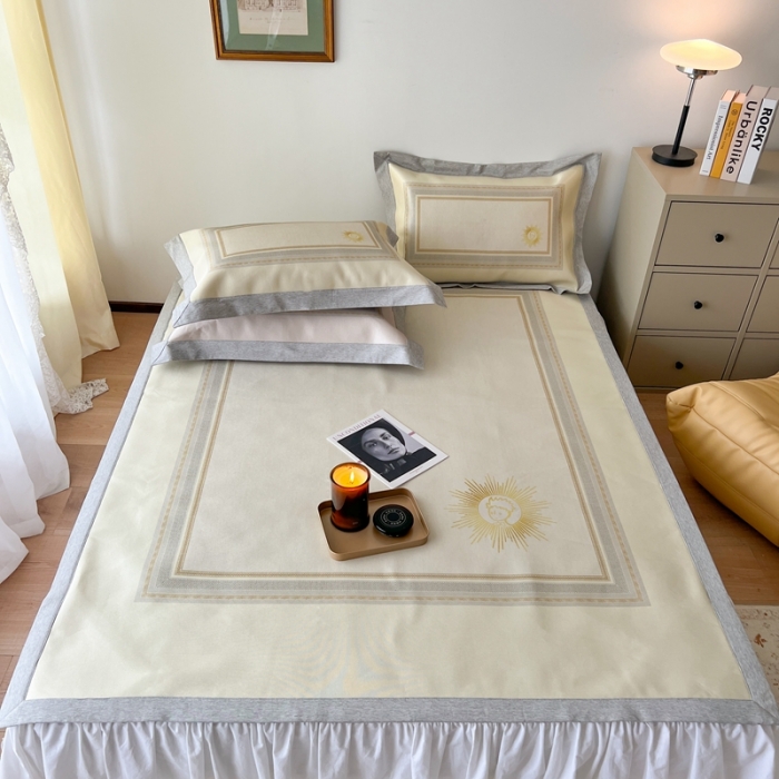 91家纺网 家纺一手货源 找家纺 时年 2022新款水洗冰露丝养生席凉席 小幸运-黄