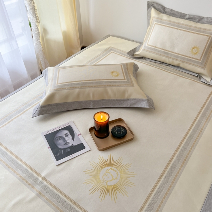 91家纺网 家纺一手货源 找家纺 时年 2022新款水洗冰露丝养生席凉席 小幸运-黄