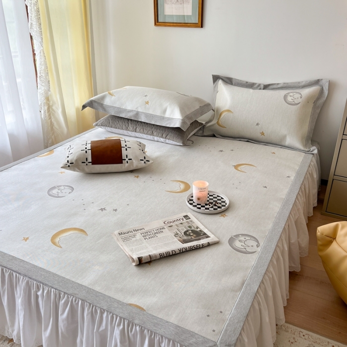 91家纺网 家纺一手货源 找家纺 时年 2022新款水洗冰露丝养生席凉席 星月