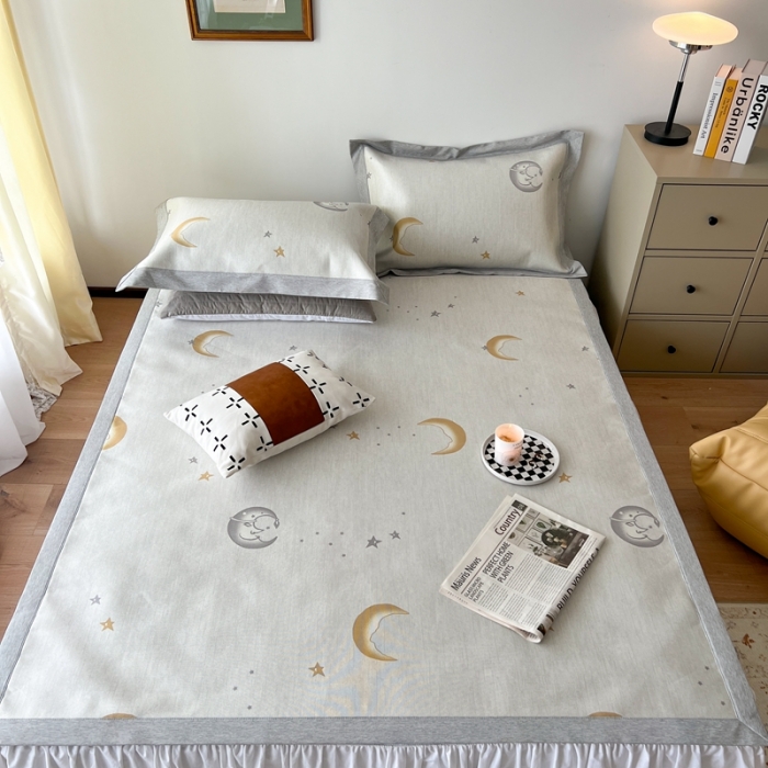 91家纺网 家纺一手货源 找家纺 时年 2022新款水洗冰露丝养生席凉席 星月