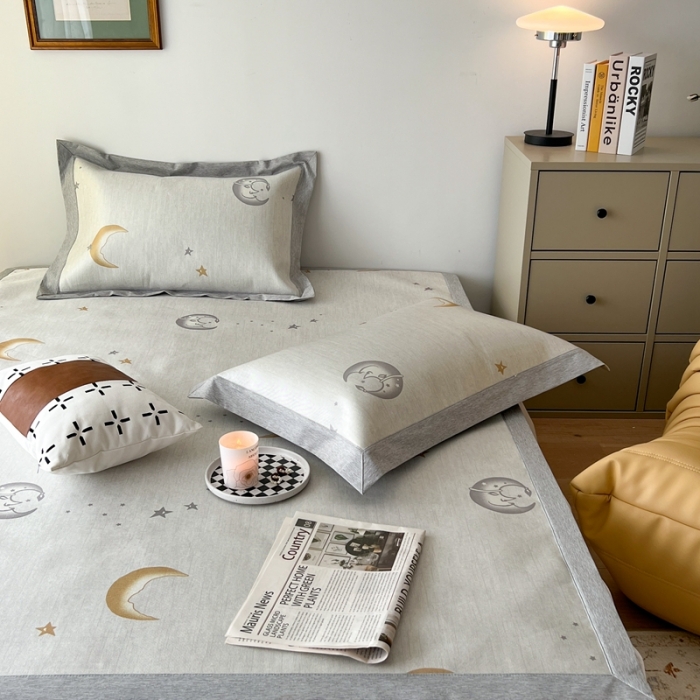 91家纺网 家纺一手货源 找家纺 时年 2022新款水洗冰露丝养生席凉席 星月