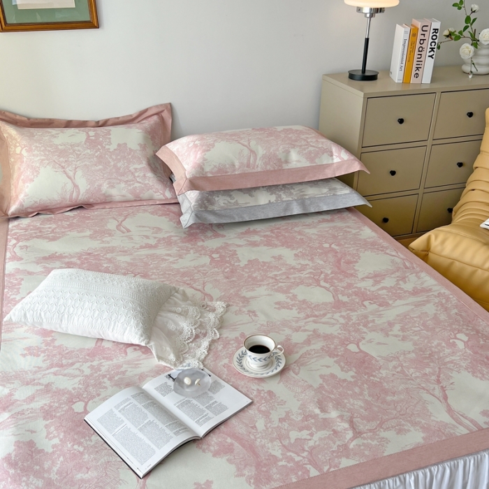 91家纺网 家纺一手货源 找家纺 时年 2022新款水洗冰露丝养生席凉席 伊纹-粉