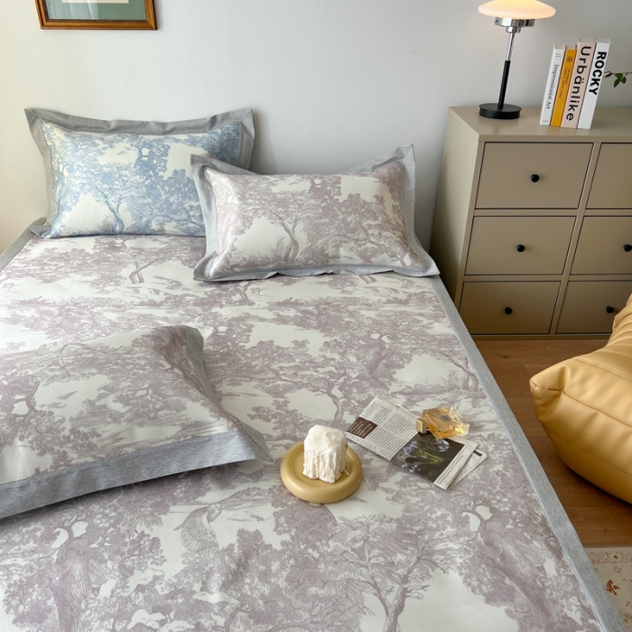 91家纺网 家纺一手货源 找家纺 时年 2022新款水洗冰露丝养生席凉席 伊纹-灰