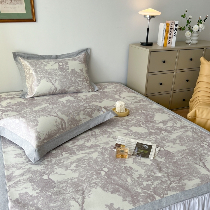 91家纺网 家纺一手货源 找家纺 时年 2022新款水洗冰露丝养生席凉席 伊纹-灰