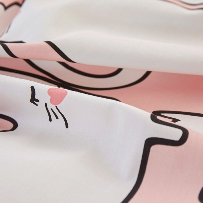 91家纺网 家纺一手货源 找家纺 一米阳光 2022新款13070全棉四件套 可爱喵