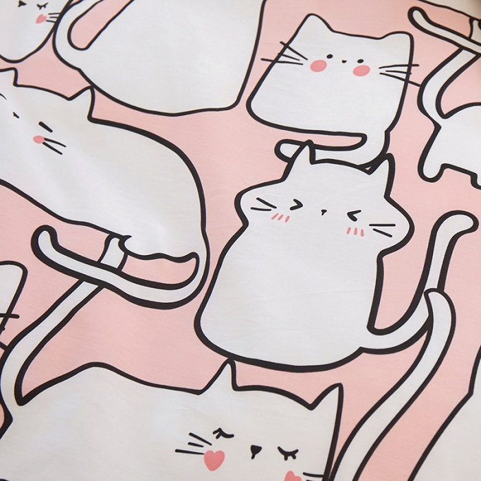 91家纺网 家纺一手货源 找家纺 一米阳光 2022新款13070全棉四件套 可爱喵