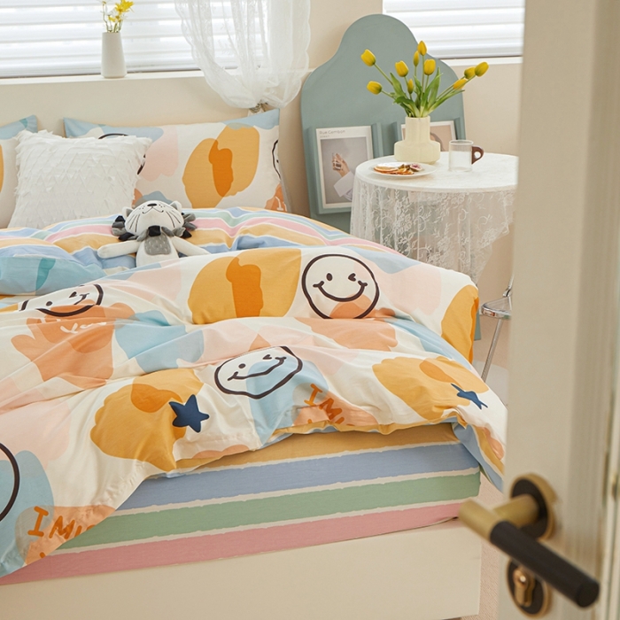 91家纺网 家纺一手货源 找家纺 一米阳光 2022新款13070全棉四件套 美丽心情