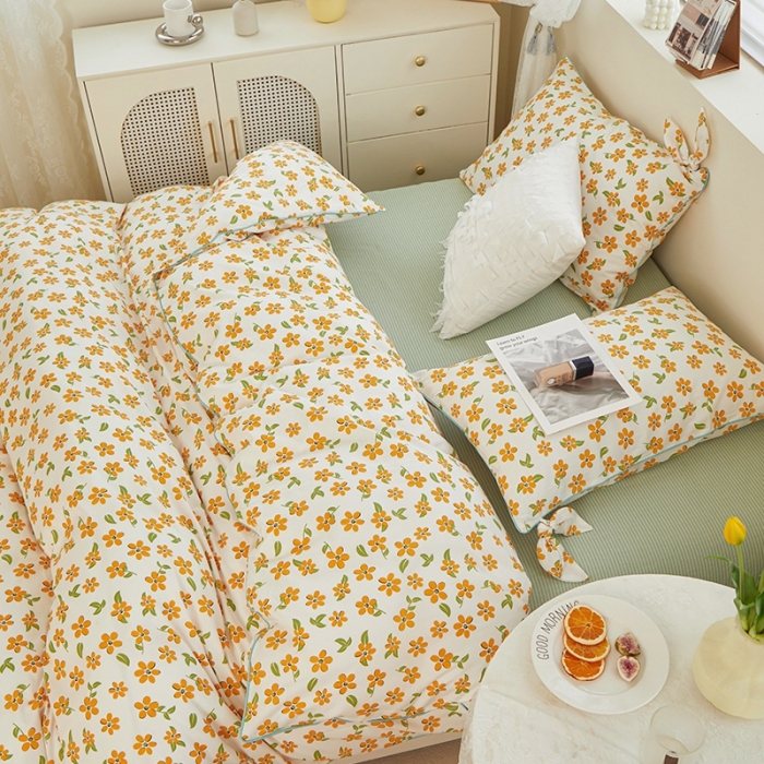 91家纺网 家纺一手货源 找家纺 （总）一米阳光 2022新款镶边兔耳朵工艺款系列四件套